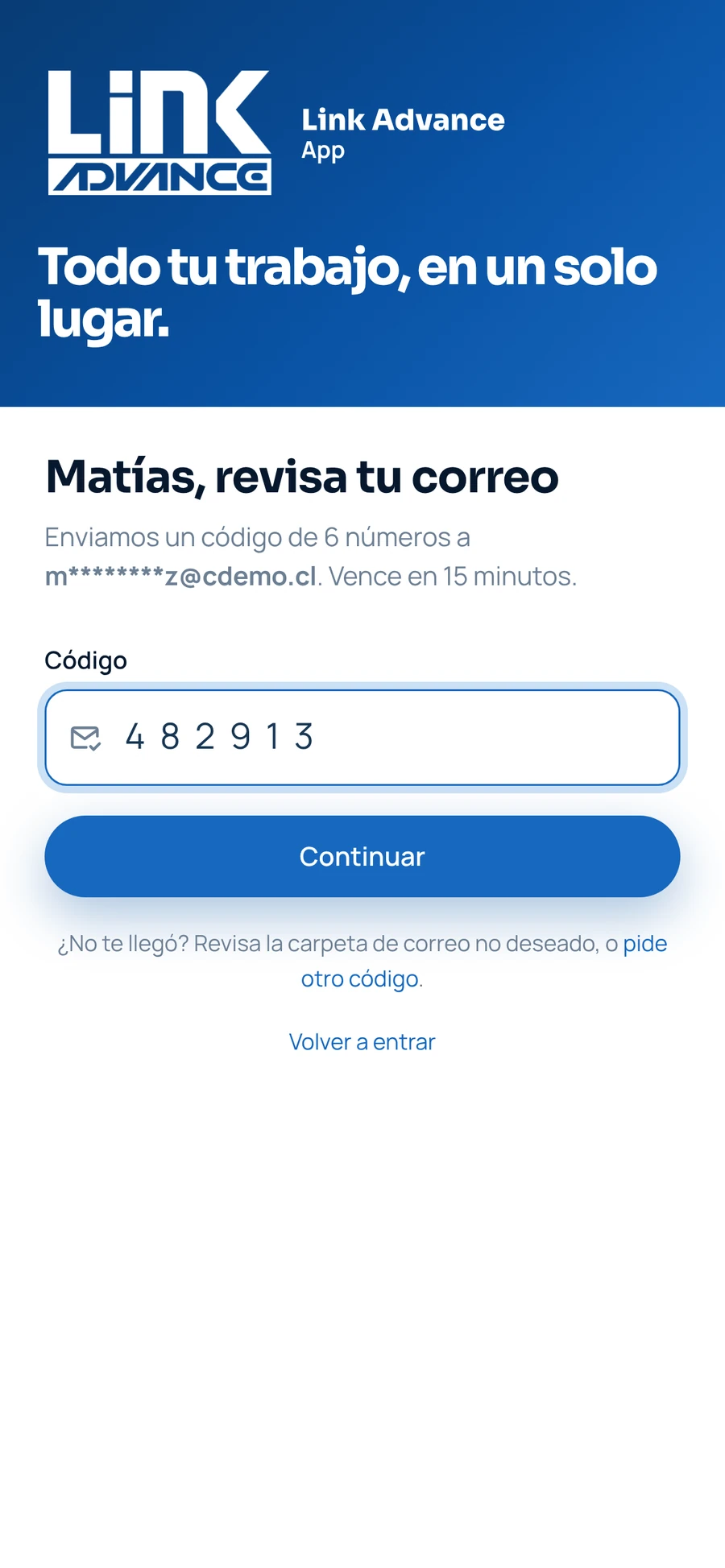 Campo para el código