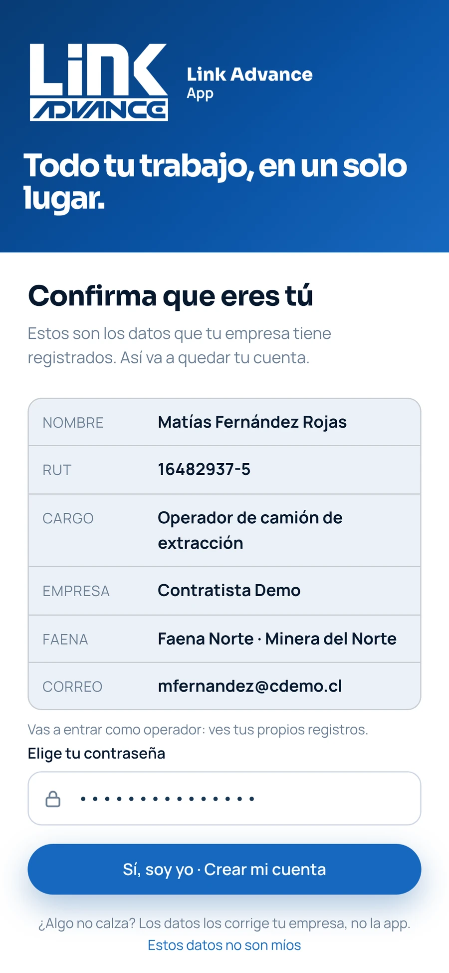 Confirma que eres tú