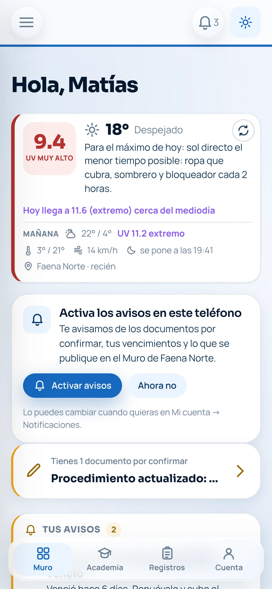 Activa los avisos