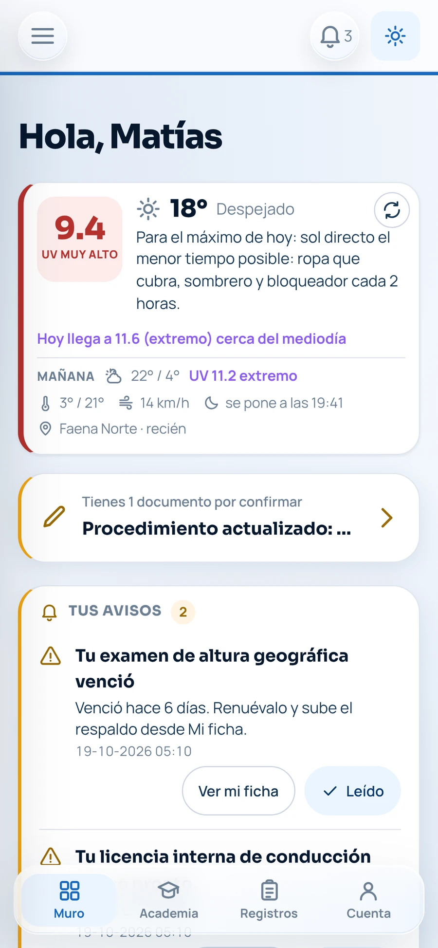 Muro de inicio