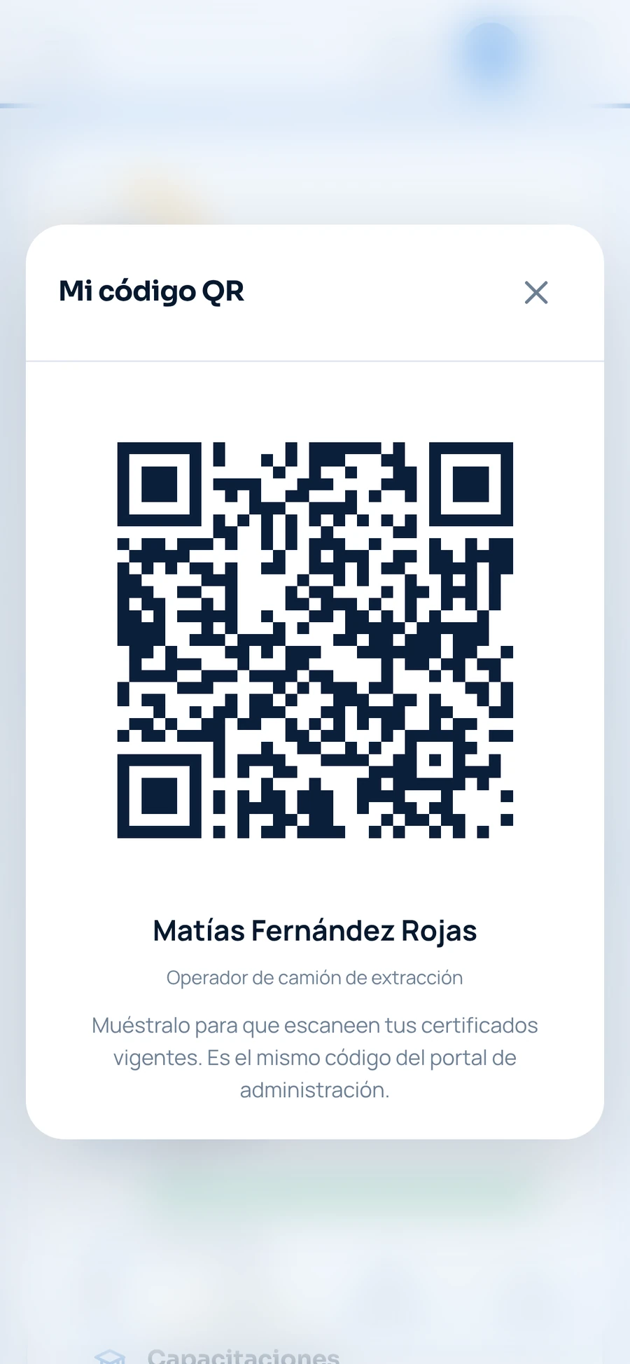Código QR personal del trabajador