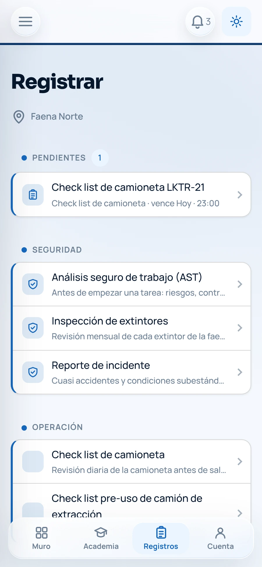 Catálogo de formularios de terreno