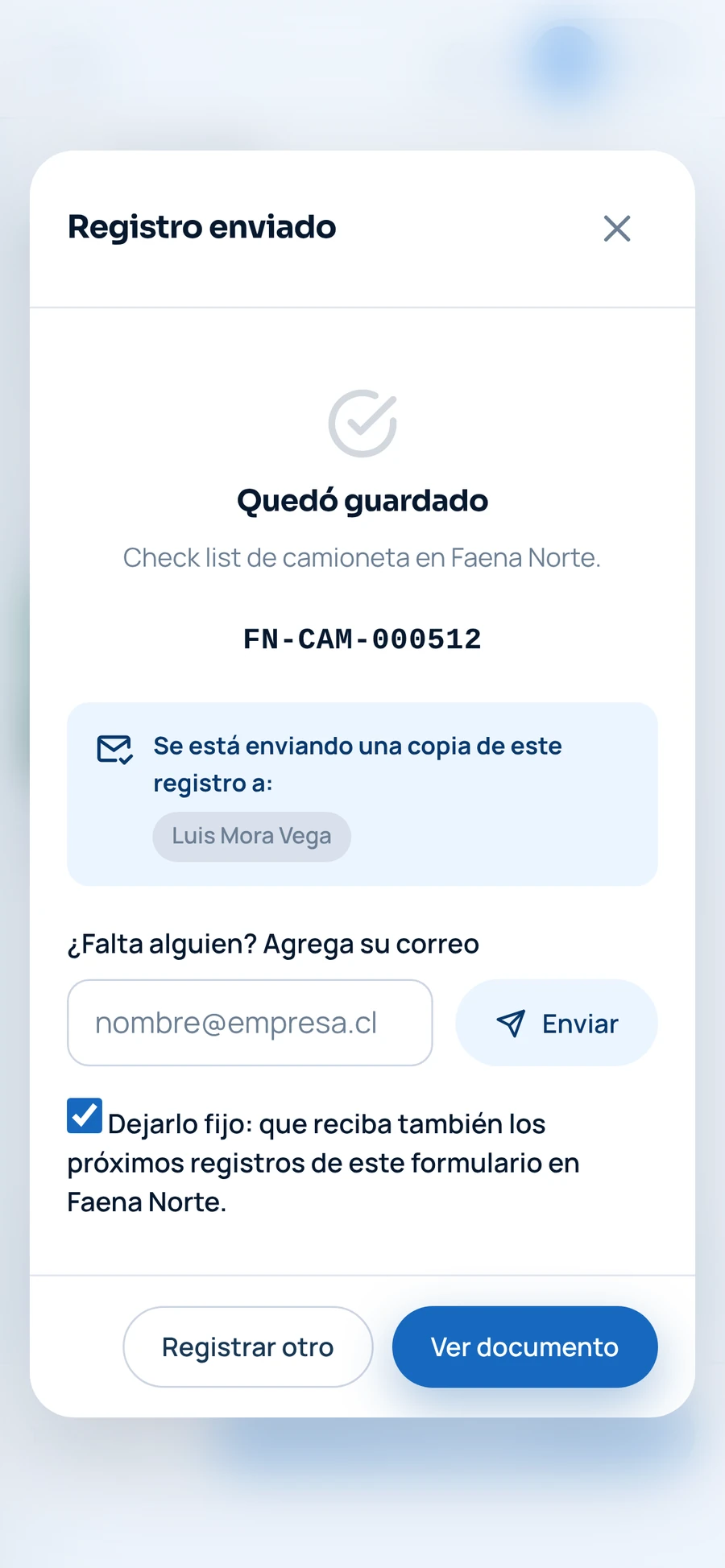 Registro enviado con folio